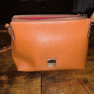 Dooney & Bourke Orange Crossbody Bag with Structured Shape and Gold Hardware